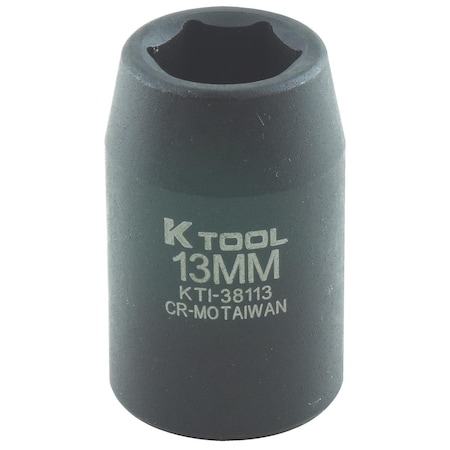 K-Tool International 1/2" Drive Impact Socket black oxide, Stndrd 6 Pnt 1/2"Dr, 13mm KTI-38113